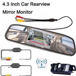 4.3" HD TFT LCD Rearview Mirror Monitor +Car Reverse Night vision wireles Camera