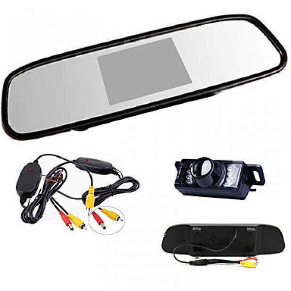 4.3" HD TFT LCD Rearview Mirror Monitor +Car Reverse Night vision wireles Camera