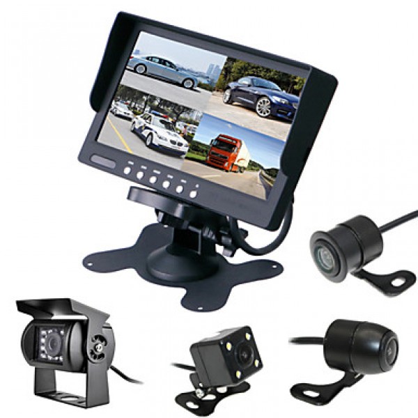 7 Inch 4 in 1 HD Monitor +BUS 170°HD Car Rear View Camera Waterproof Camera Cable length 6M, 10M, 16M, 20M,