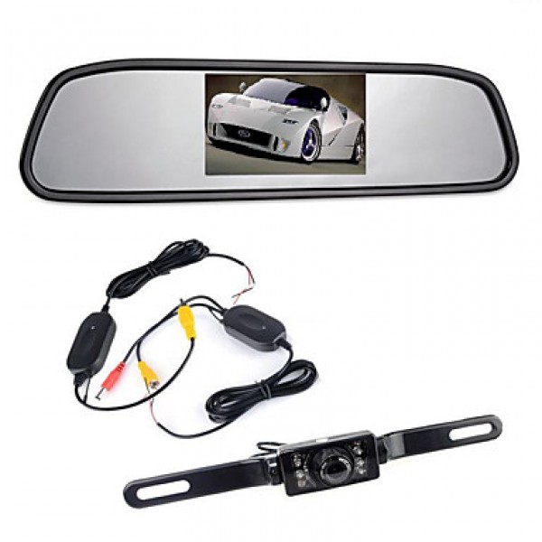4.3" TFT LCD Monitor Car Rearview Wireles 170° Backup Reverse Camera Kit Night Vision