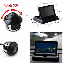 4.3" Foldable LCD Display Monitor Kit+360° Rotatable Reverse Parking HD Camera