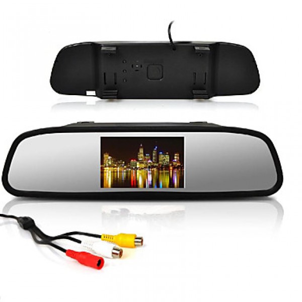 4.3" Car Rearview Mirror LCD Display Monitor+170° Wide Angle Reverse Parking Camera